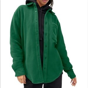 Vintage Green Fleece Button Down Shirt Sweater